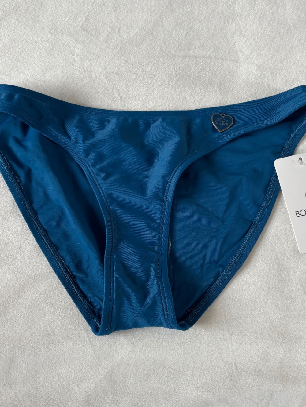 Body Glove Bikini Bottom Blue Heart Charm Pendant Prussian Women's Size XS NWT